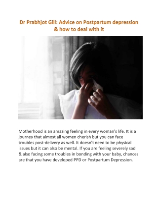 Dr Prabhjot Gill Postpartum depression