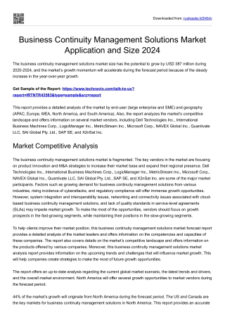 Business Continuity Management Solutions Market Research Report 2024