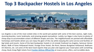 Top 3 Backpacker Hostels in Los Angeles