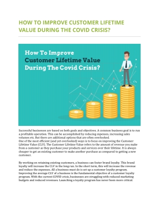 How to Improve Customer Lifetime Value During The COVID Crisis?