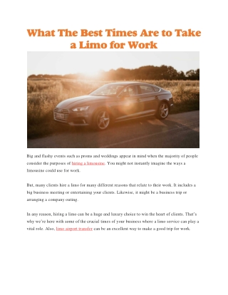 Limo airport transfer