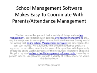 School Management Software Makes Easy To Coordinate With Parents/Attendance Management