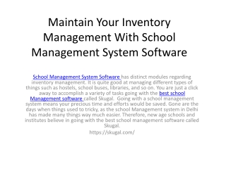 Maintain Your Inventory Management With School Management System Software