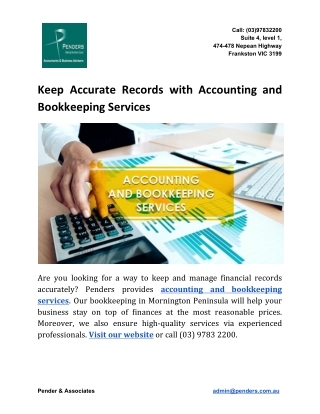 Keep Accurate Records with Accounting and Bookkeeping Services