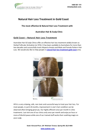 Natural hair Loss Treatment in Gold Coast