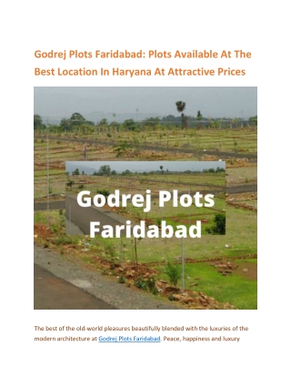 Godrej Plots Faridabad: Plots Available At The Best Location In Haryana At Attractive Prices