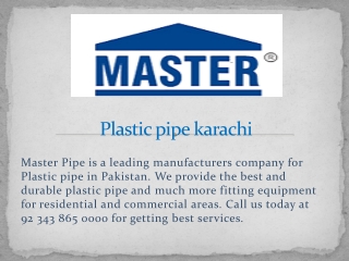 Plastic pipe karachi