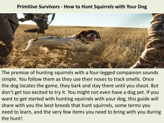 Primitive Survivors - How to Hunt Squirrels with Your Dog