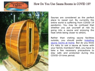 How Do You Use Sauna Rooms in COVID 19?