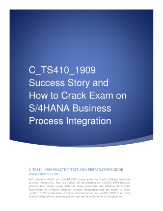 C_TS410_1909 Success Story and How to Crack Exam on SAP S/4HANA BPI