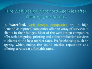 Hire Web Design Waterford Agencies after Clearing your Doubts