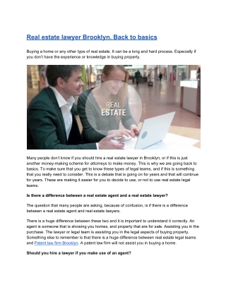 Real estate lawyer Brooklyn. Back to basics