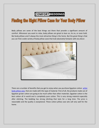 Finding the Right Body Cover for Your Body Pillow