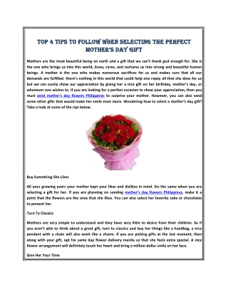 Top 4 Tips To Follow when selecTing The perFecT MoTher’s Day giFT