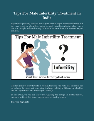 Tips For Male Infertility Treatment