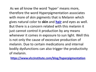 VLCC Institute - Hyperpigmentation