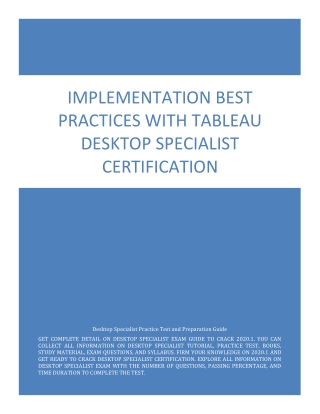 Implementation Best Practices with Tableau Desktop Specialist Certification