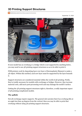 3D Printing Support Structures