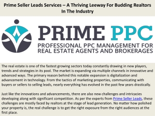 Prime Seller Leads Services – A Thriving Leeway For Budding Realtors In The Industry