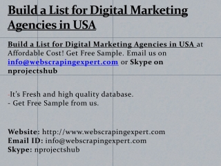 Build a List for Digital Marketing Agencies in USA