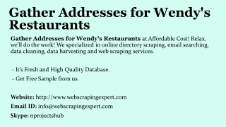 Gather Addresses for Wendy's Restaurants