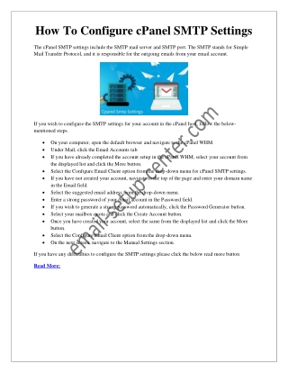 How To Configure cPanel SMTP Settings?