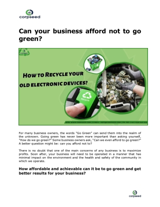 Can your business afford not to go green?