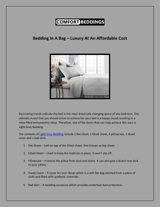 Bedding in a Bag – Luxury At An Affordable Cost