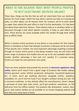 What is the reason that most people prefer to buy electronic devices online?