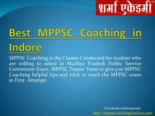 Best MPPSC Coaching in Indore