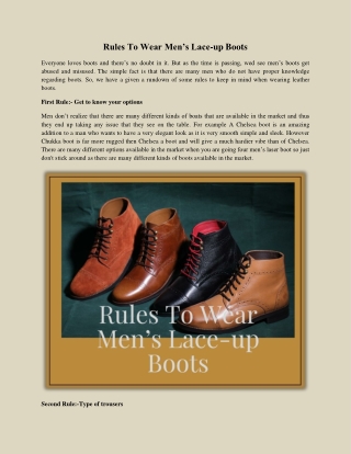 Rules To Wear Men’s Lace-up Boots