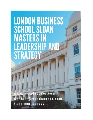 London Business School LBS SLOAN Fellowship Program