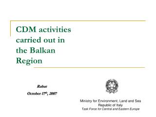 CDM activities carried out in the Balkan Region