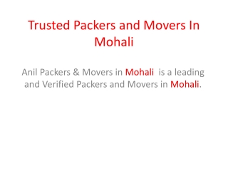 Verified Packers and Movers In Mohali