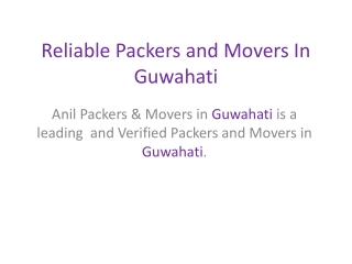 Reliable Packers and Movers in Guwahati