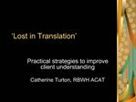 Lost in Translation