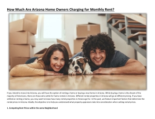 How Much Are Arizona Home Owners Charging for Monthly Rent?