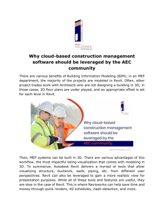 Why cloud-based construction management software should be leveraged by the AEC community