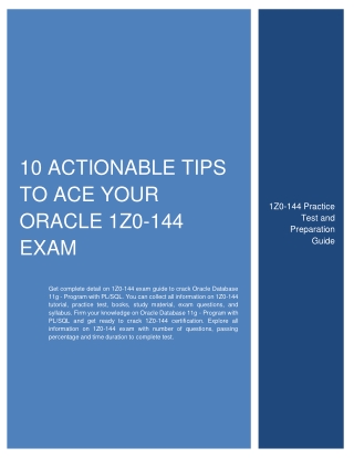 [BEST] 10 Actionable Tips to Ace Your Oracle 1Z0-144 Exam