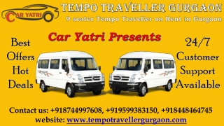 9 seater Tempo Traveller hire in Gurgaon