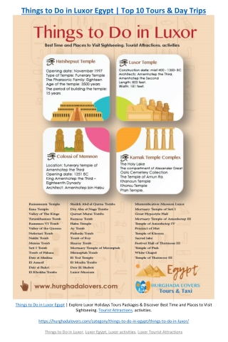 Things to Do in Luxor Egypt-Top 10 Tours & Day Trips