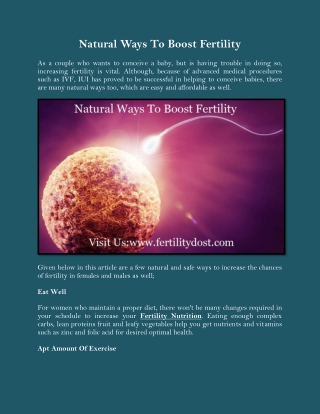 Natural Ways To Boost Fertility