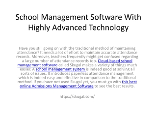 School Management Software With Highly Advanced Technology