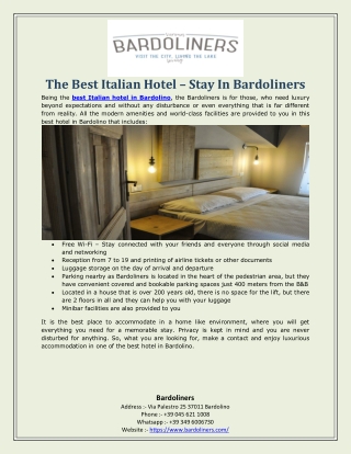 The Best Italian Hotel – Stay In Bardoliners