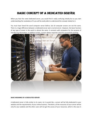 Basic Concept of a Dedicated Server