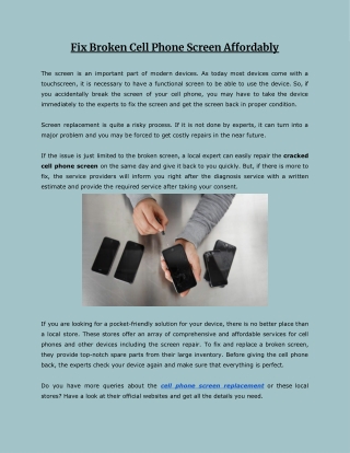 Fix Broken Cell Phone Screen Affordably