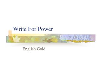 Write For Power
