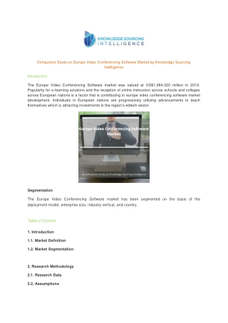 Exhaustive Study on Europe Video Conferencing Software Market