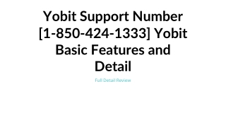 Yobit Support Number [1-850-424-1333] Yobit Basic Features and Detail