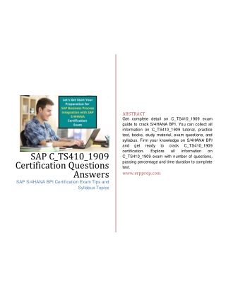 SAP C_TS410_1909 Certification Questions Answers and Syllabus Topics